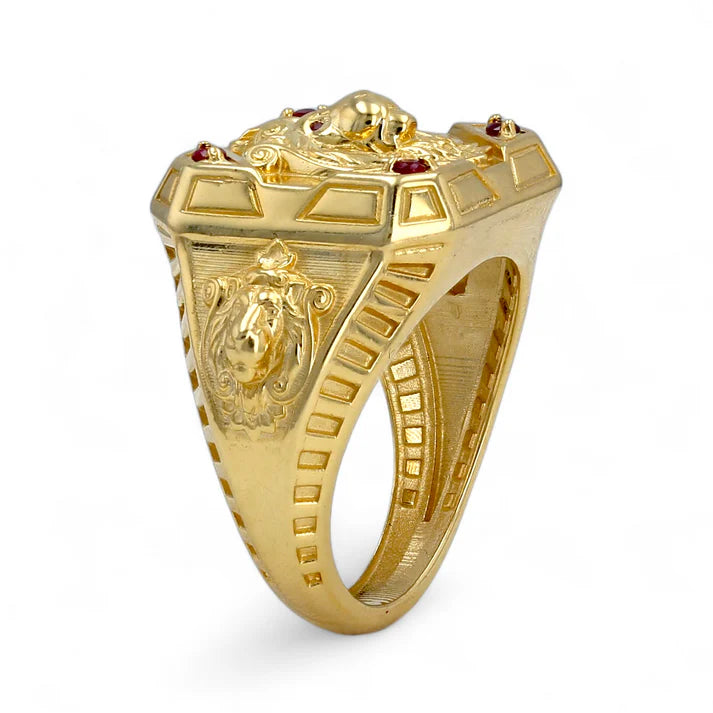14K Gold Lion Ring Natural Ruby