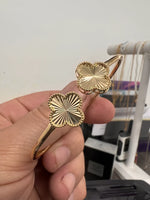 14K Gold Clover Diamond Cut bangle