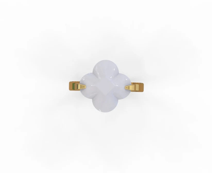 14K Gold White Clover Ring