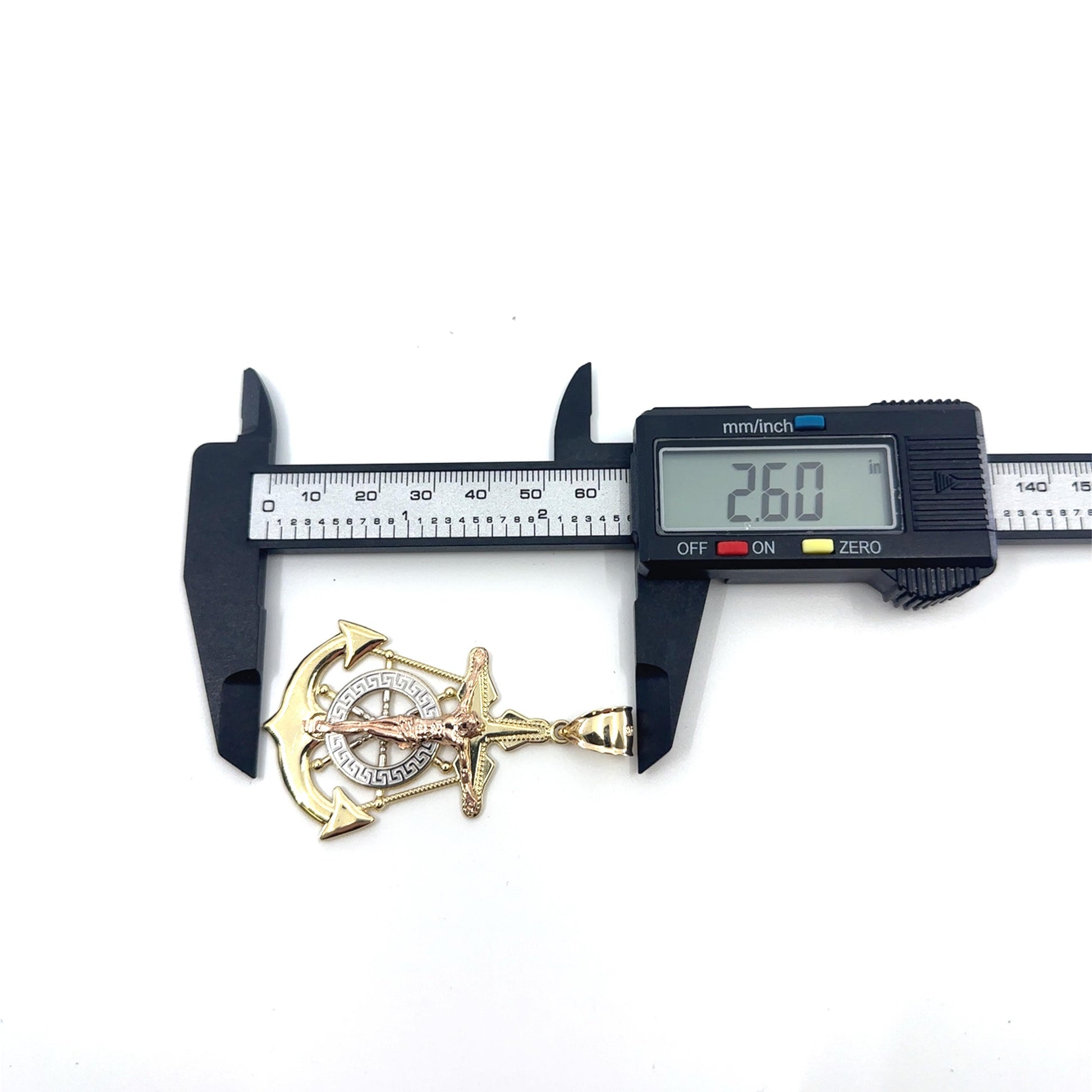 14K Gold Ancla Cristo Pendant