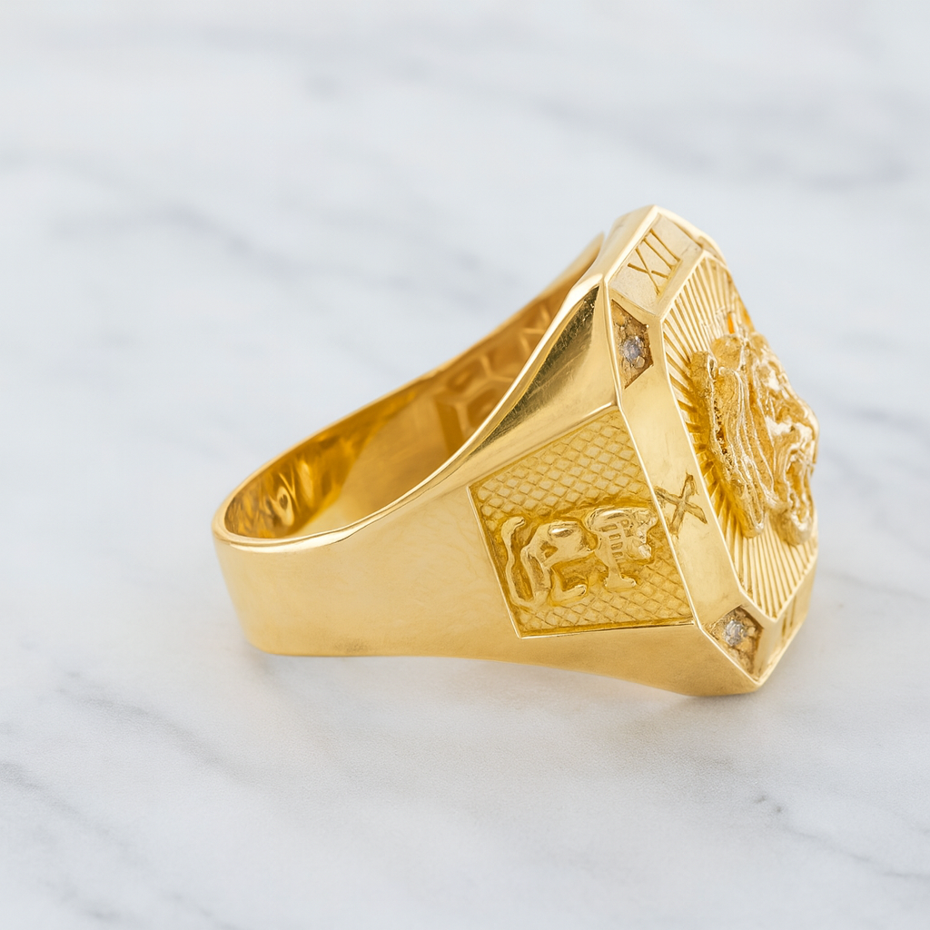 14K Solid Gold Tiger Ring