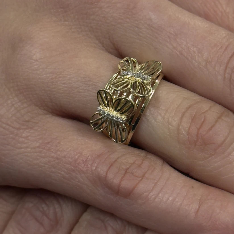 14K Gold Butterfly Ring