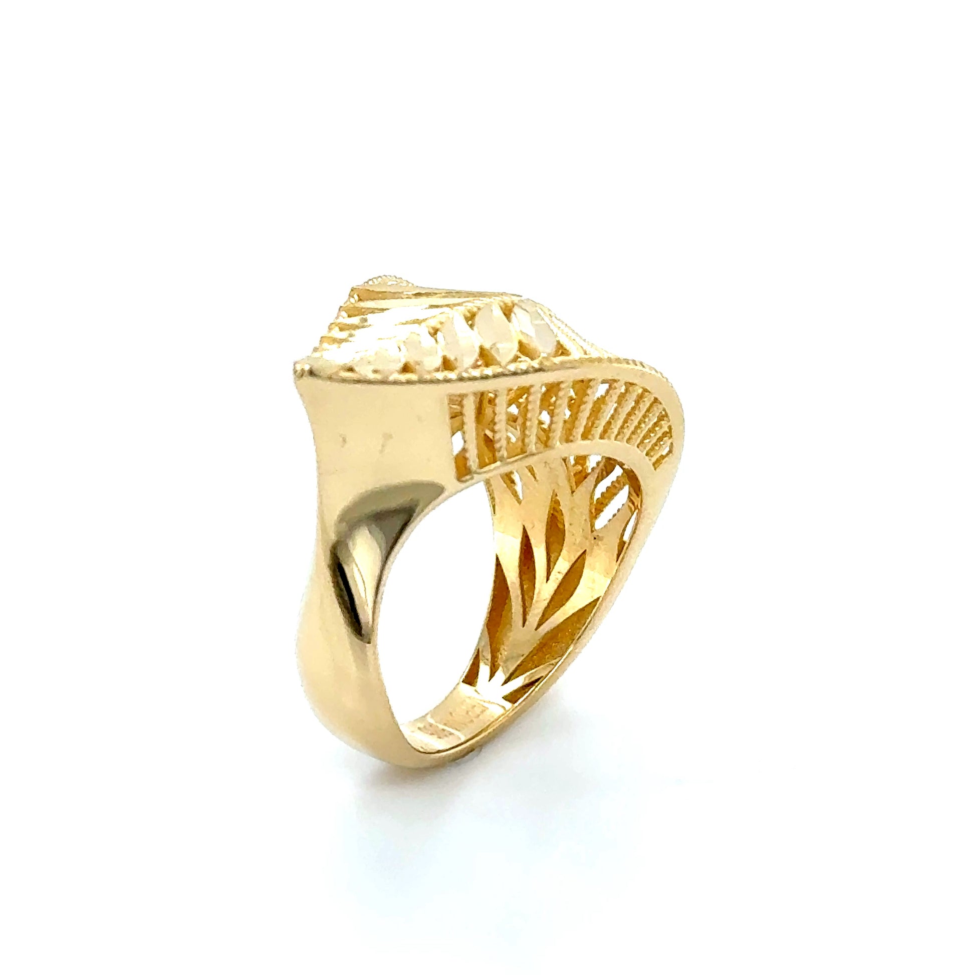 14K Yellow Gold Leaves Ring