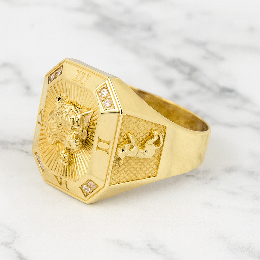 14K Solid Gold Tiger Ring