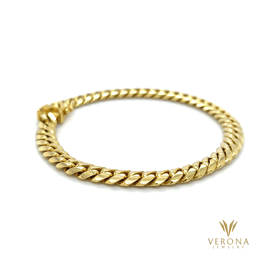10Kt Yellow Gold Solid Cuban Link Bracelet