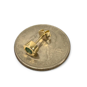 
                  
                    14K Gold green bezel studs earrings
                  
                