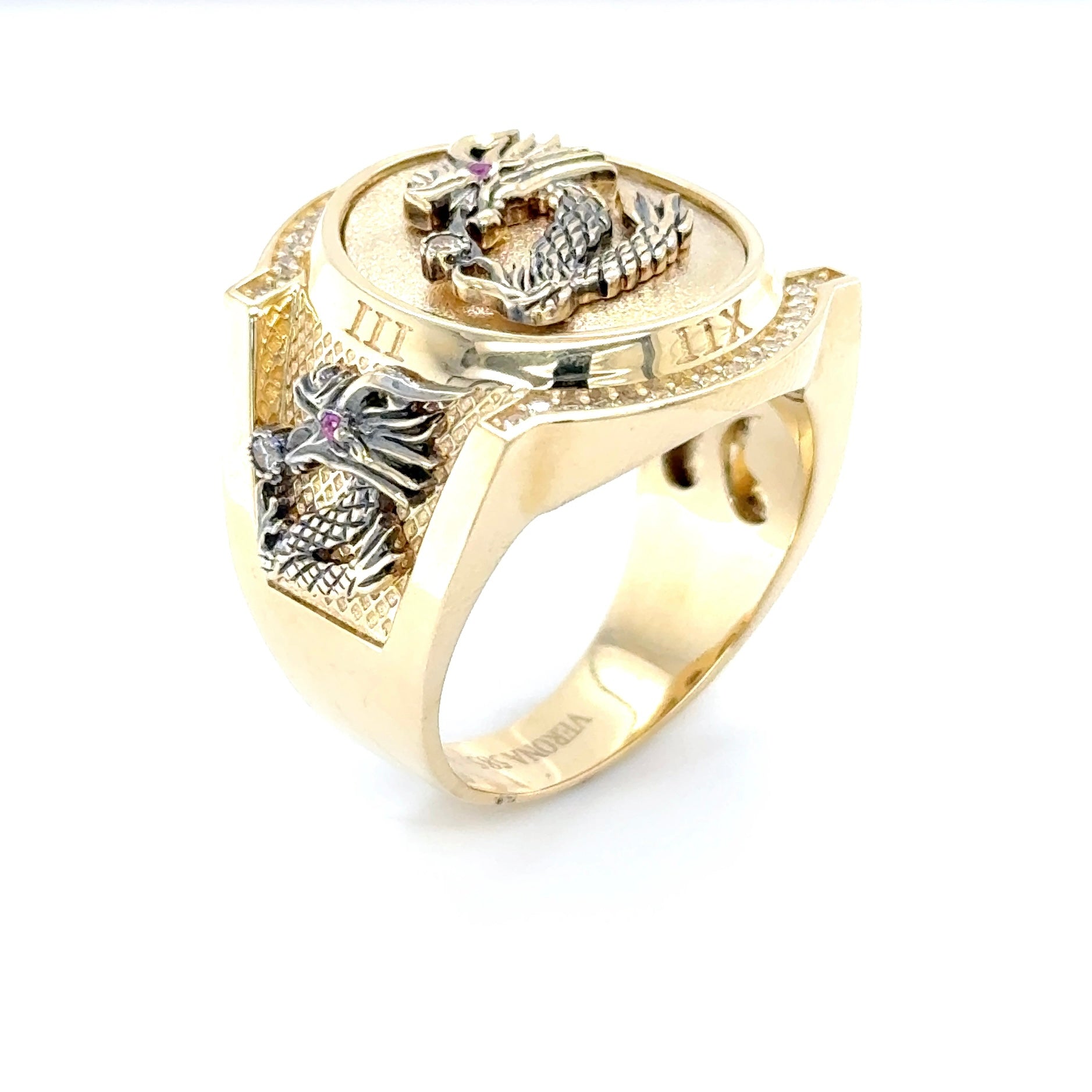 14K Solid Gold Ring Dragon