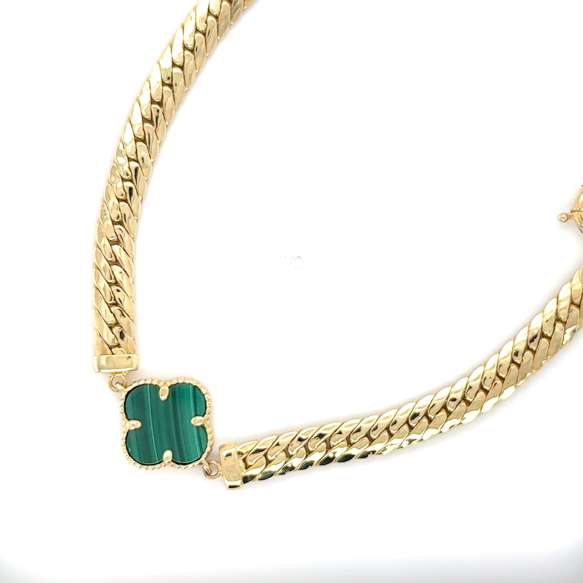 14K Gold Clover Tight Cuban Bracelet
