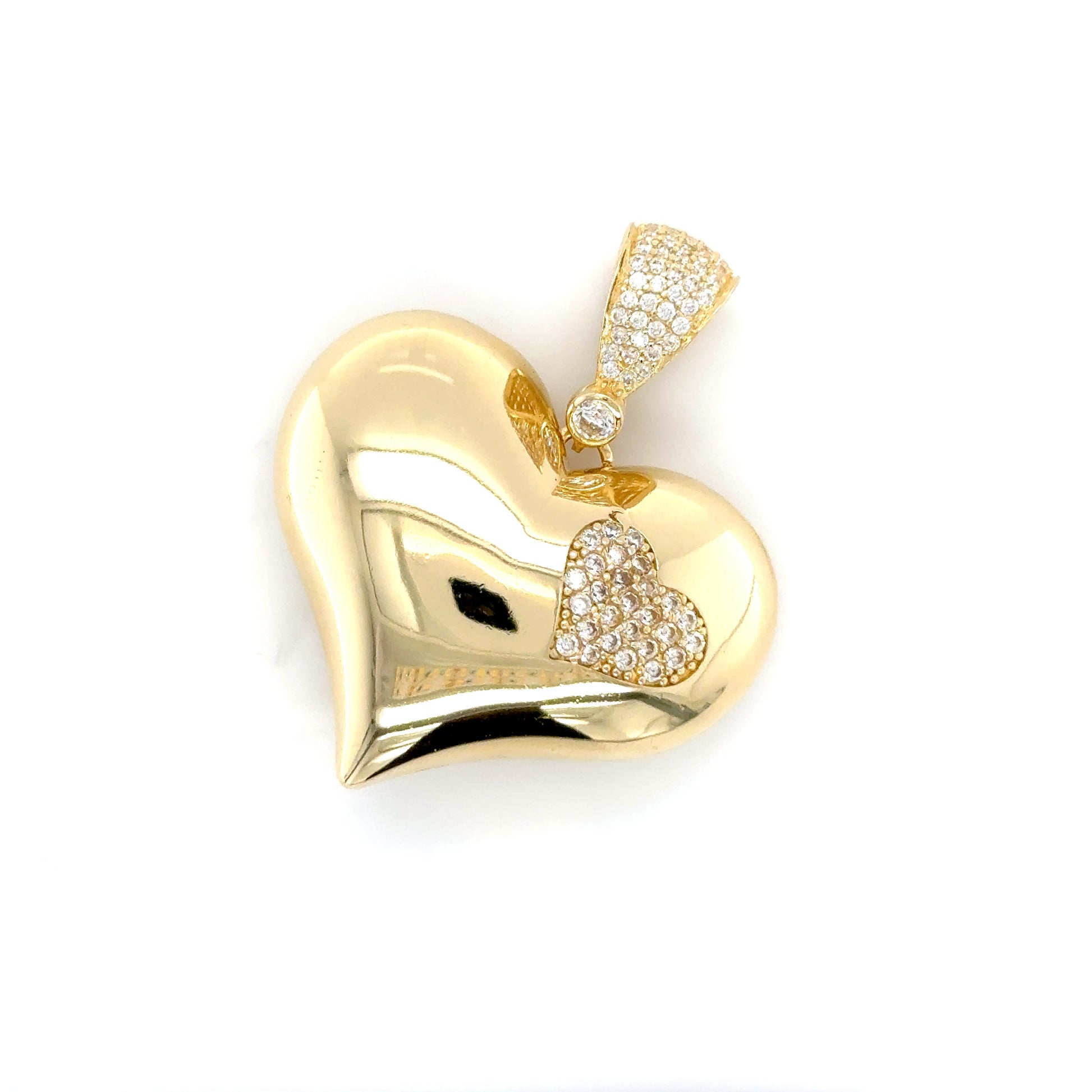 14K Gold Heart Puff M Pendant