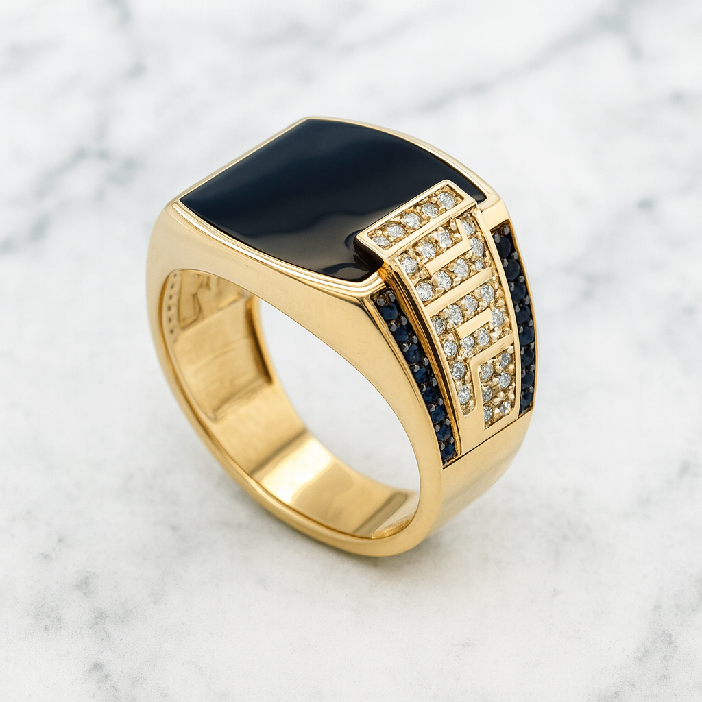Solid Gold Onyx Ring