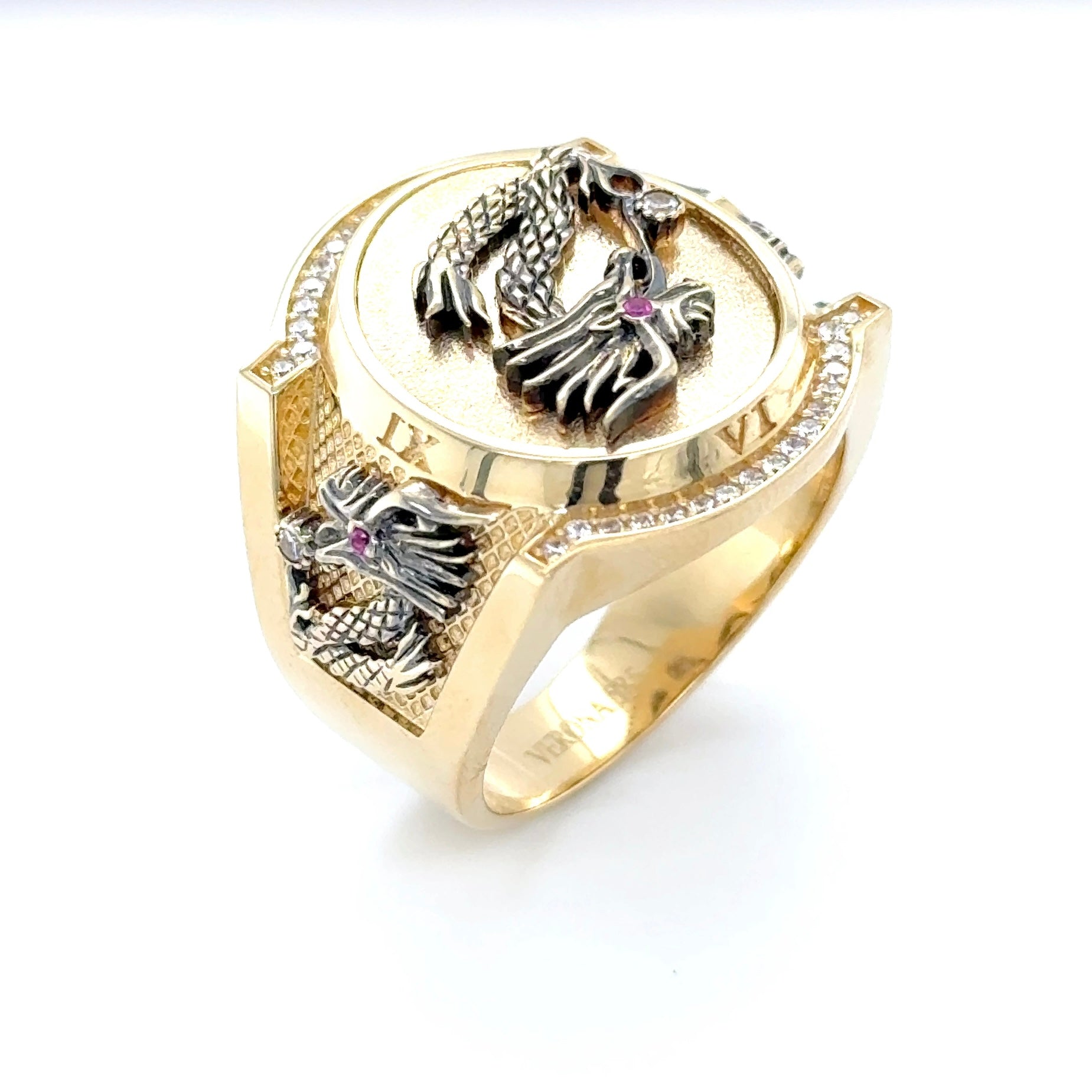 14K Solid Gold Ring Dragon