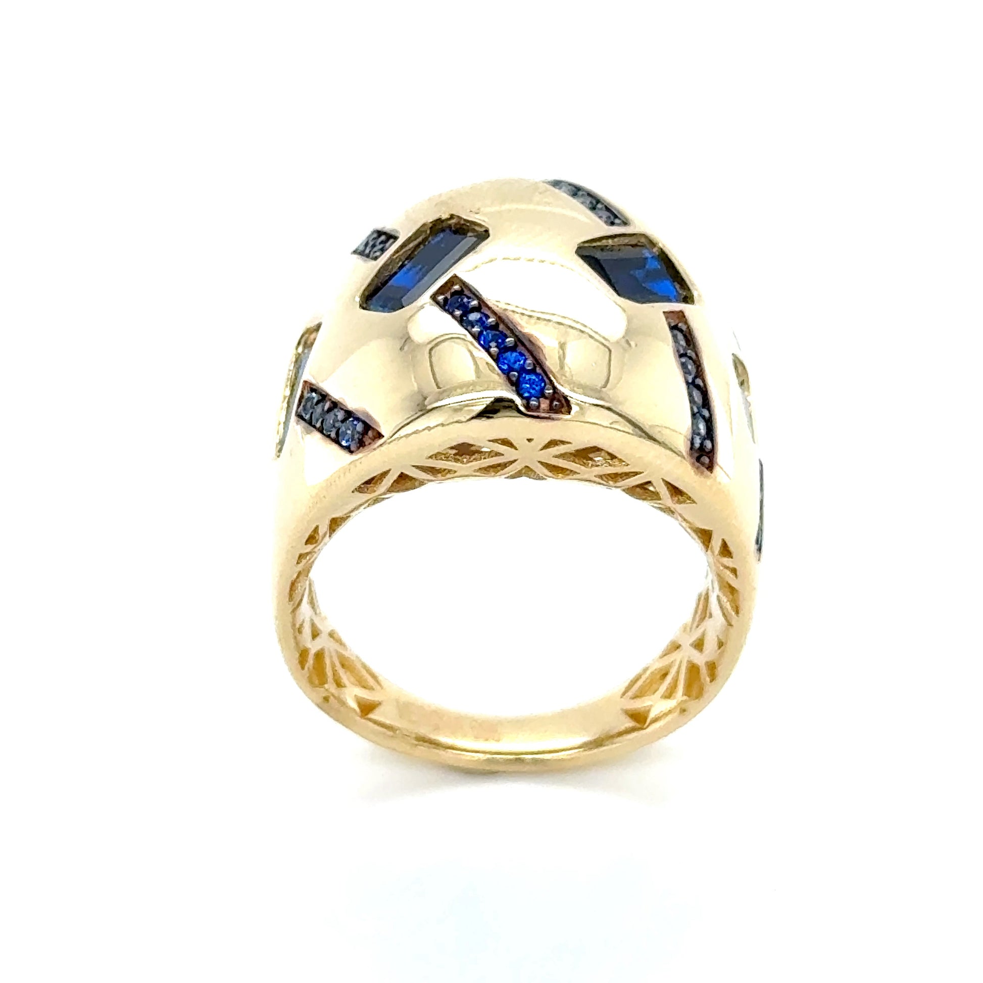 14K Yellow Gold Blue S Ring