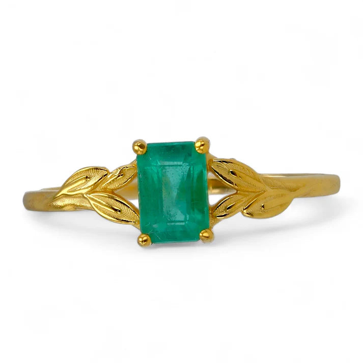 10K Gold Emerald Petal Ring