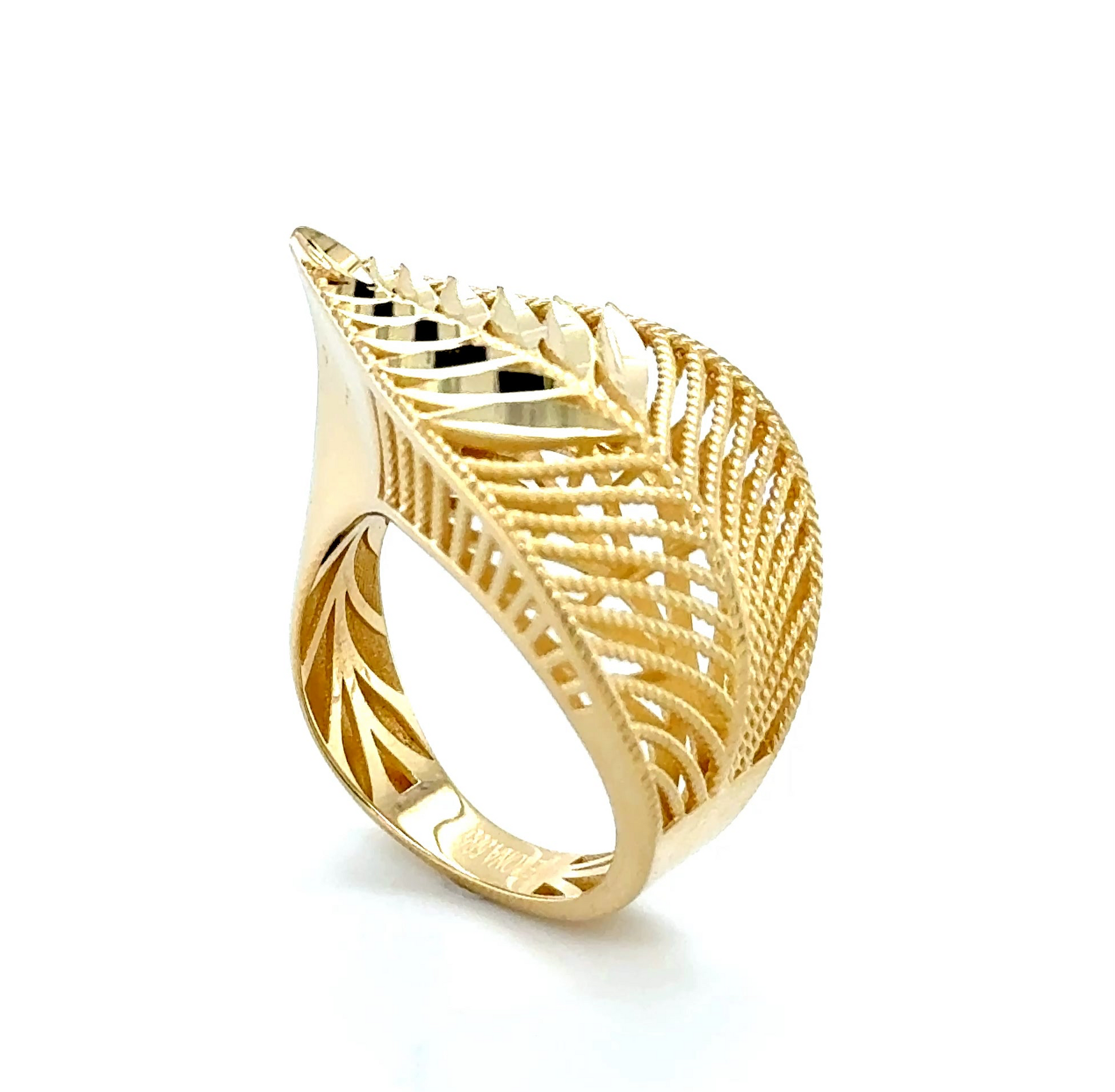 14K Yellow Gold Leaves Ring