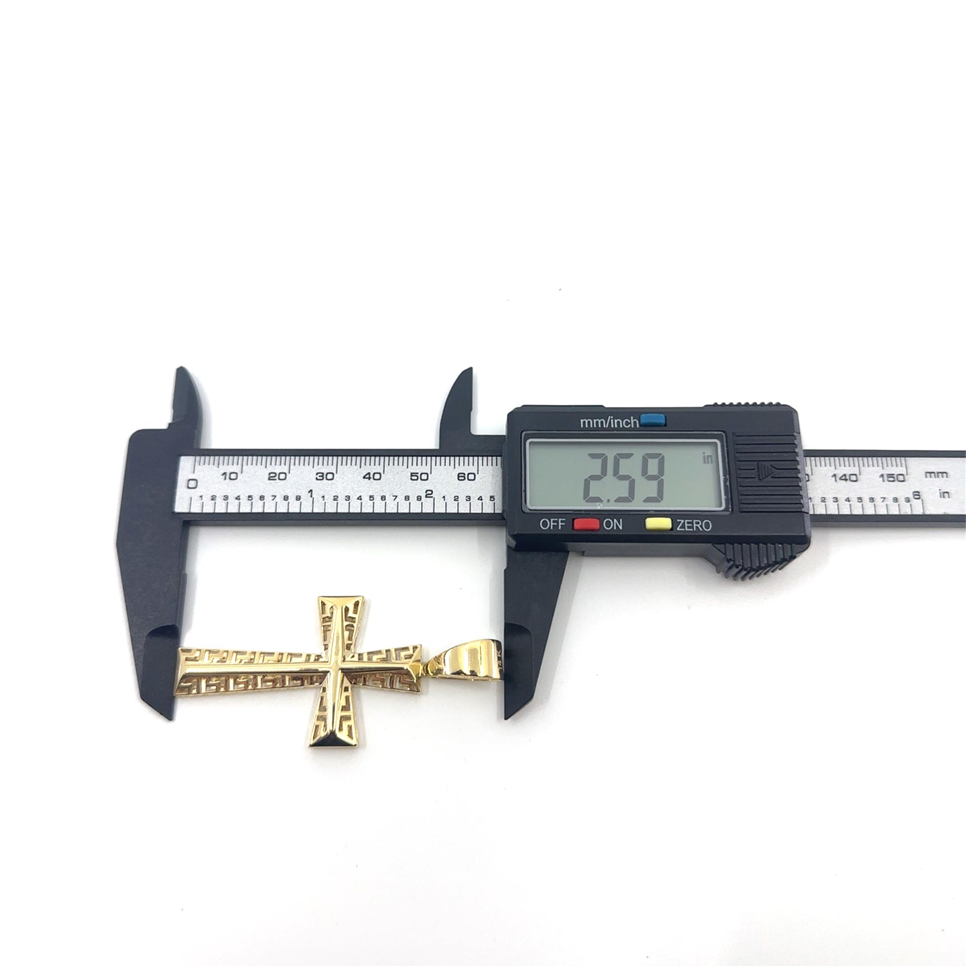 14K Gold Cross Greek Pendant