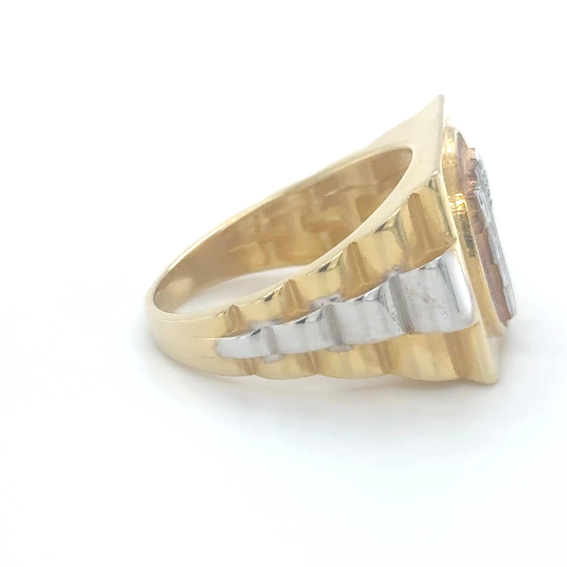 14K Solid Gold Two Pistols Ring