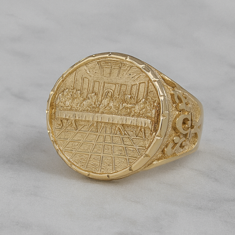 14K Yellow Gold Last Supper Ring