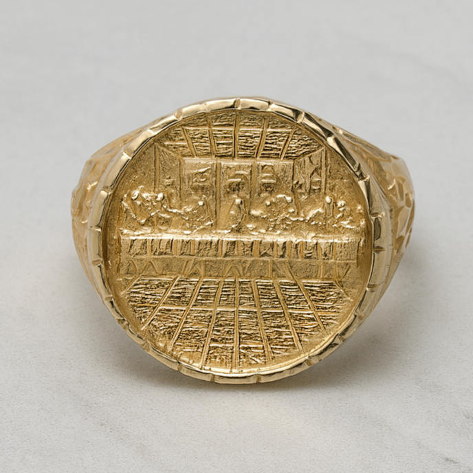 14K Yellow Gold Last Supper Ring