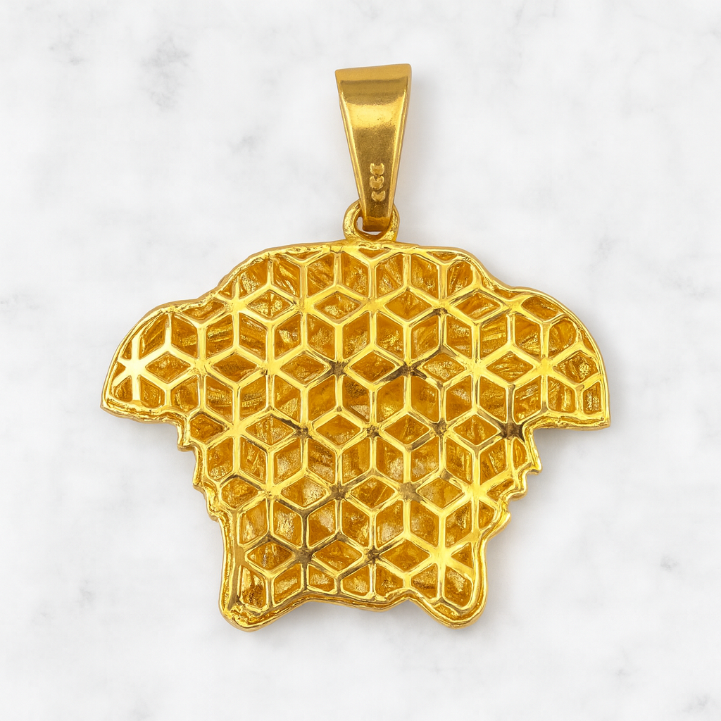 14K Gold Yellow Gold Medusa Pendant