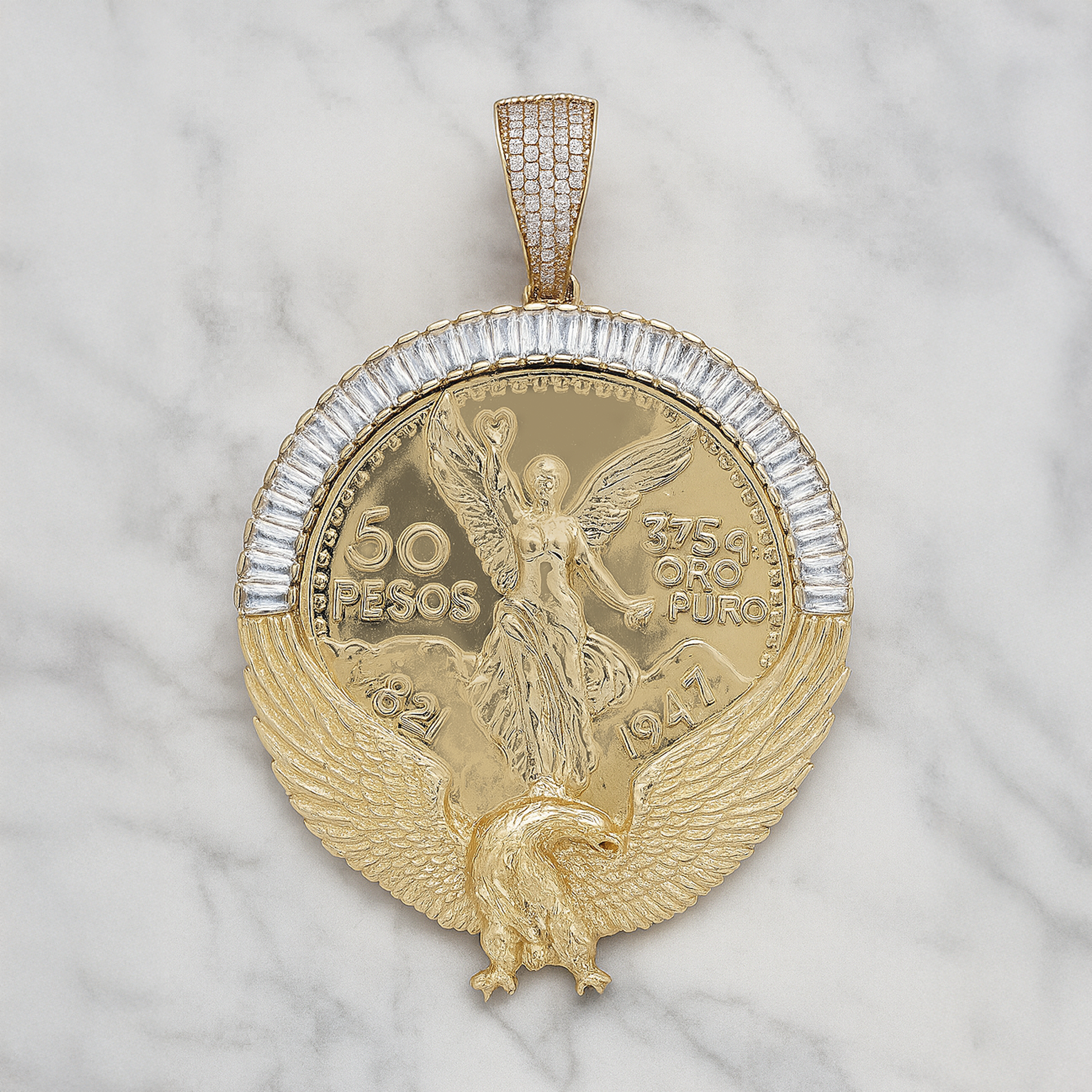 14K Gold Centenario Eagle Pendant