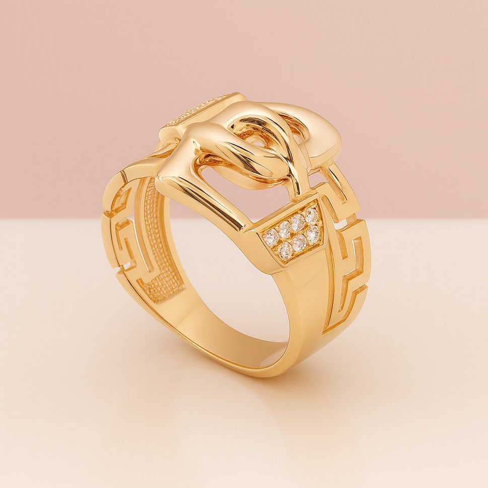 14K Yellow Gold Belt Ring