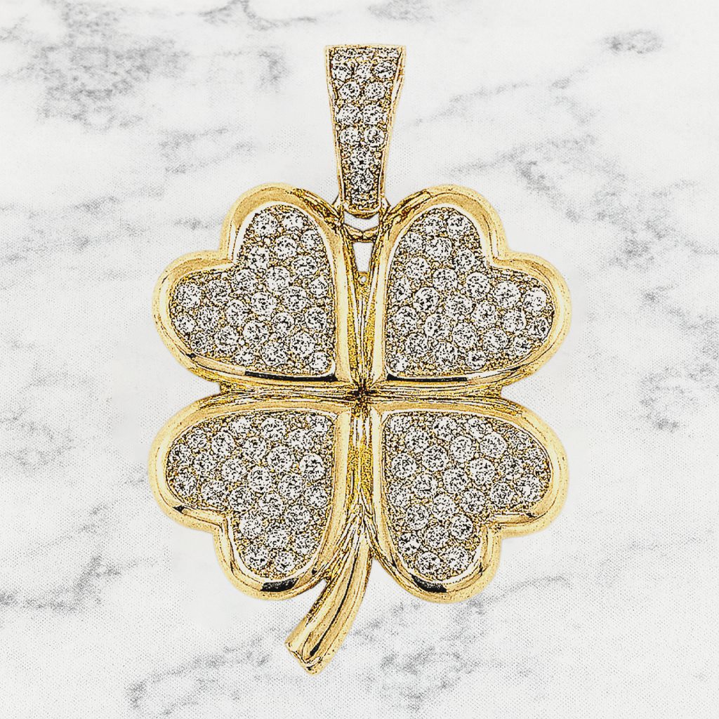 14K Gold Heart Clover Pendant