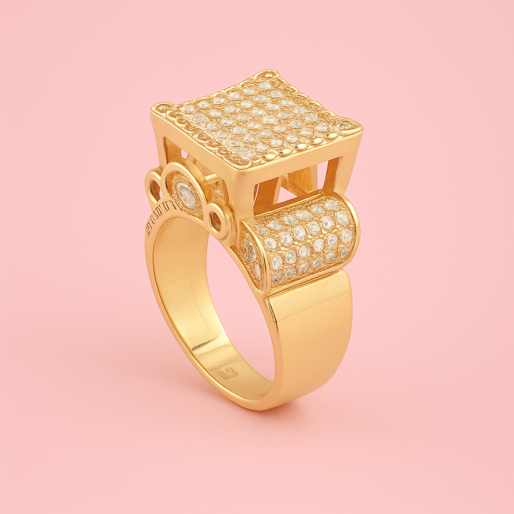 14K Gold Princess Top Square Ring
