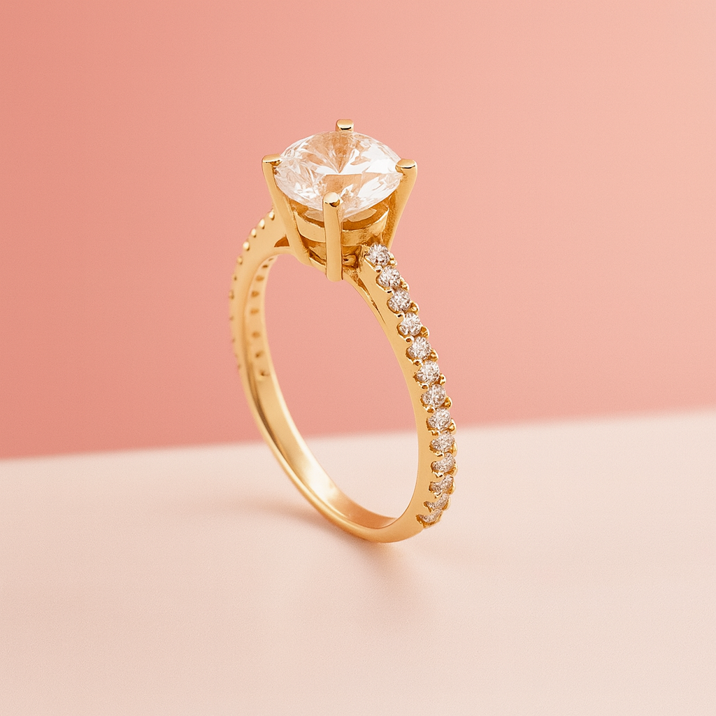 14K Gold Solitare Round ring