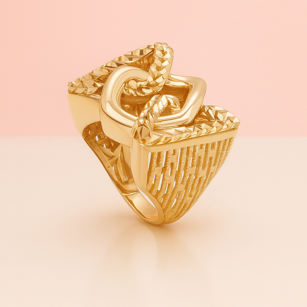 14K Yellow Gold Rombo Ring