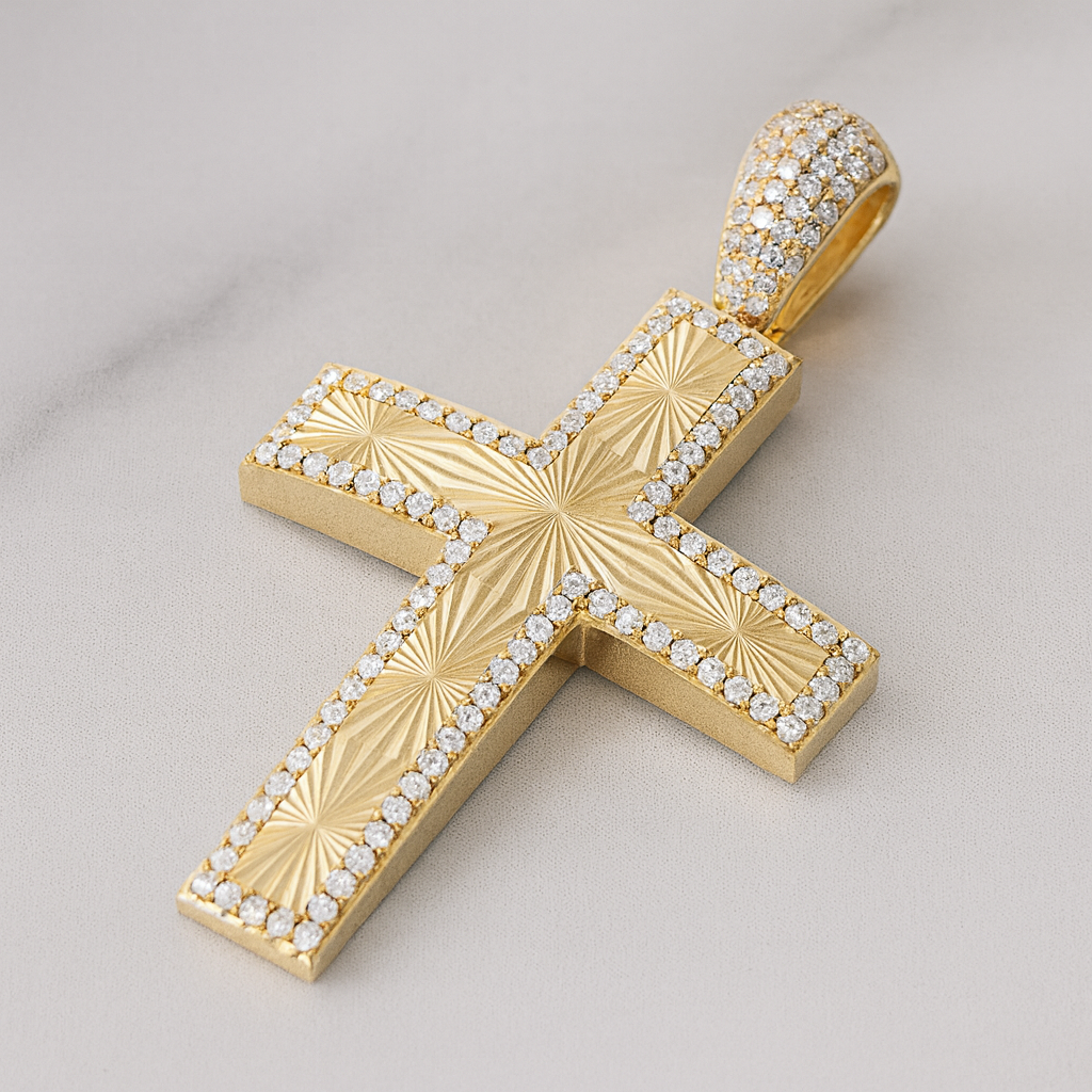 14K Gold Cross Ara Pendant