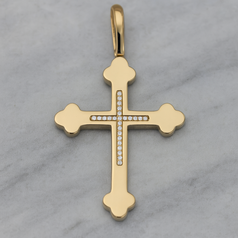 14K Gold Cross Trinidad Pendant