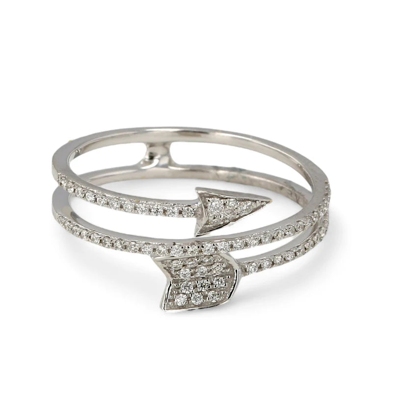 14K White Gold Arrow Natural Diamonds Ring