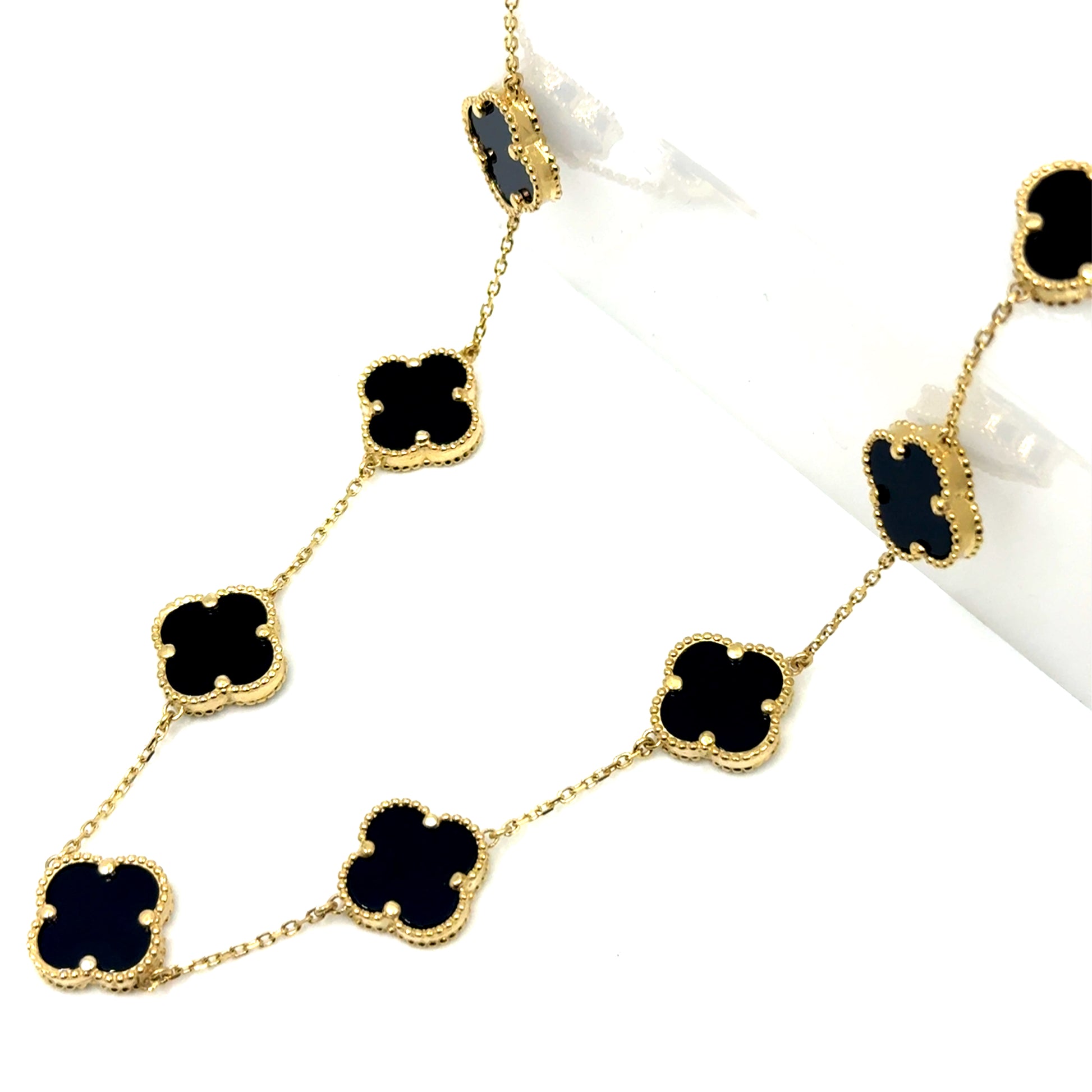14K Solid Gold Clover Big Necklace
