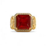 14K Gold Solid Floral Ruby Ring