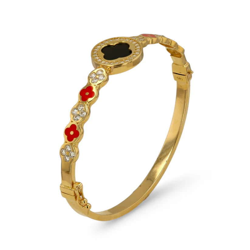 14K Gold Red and White Color bangle