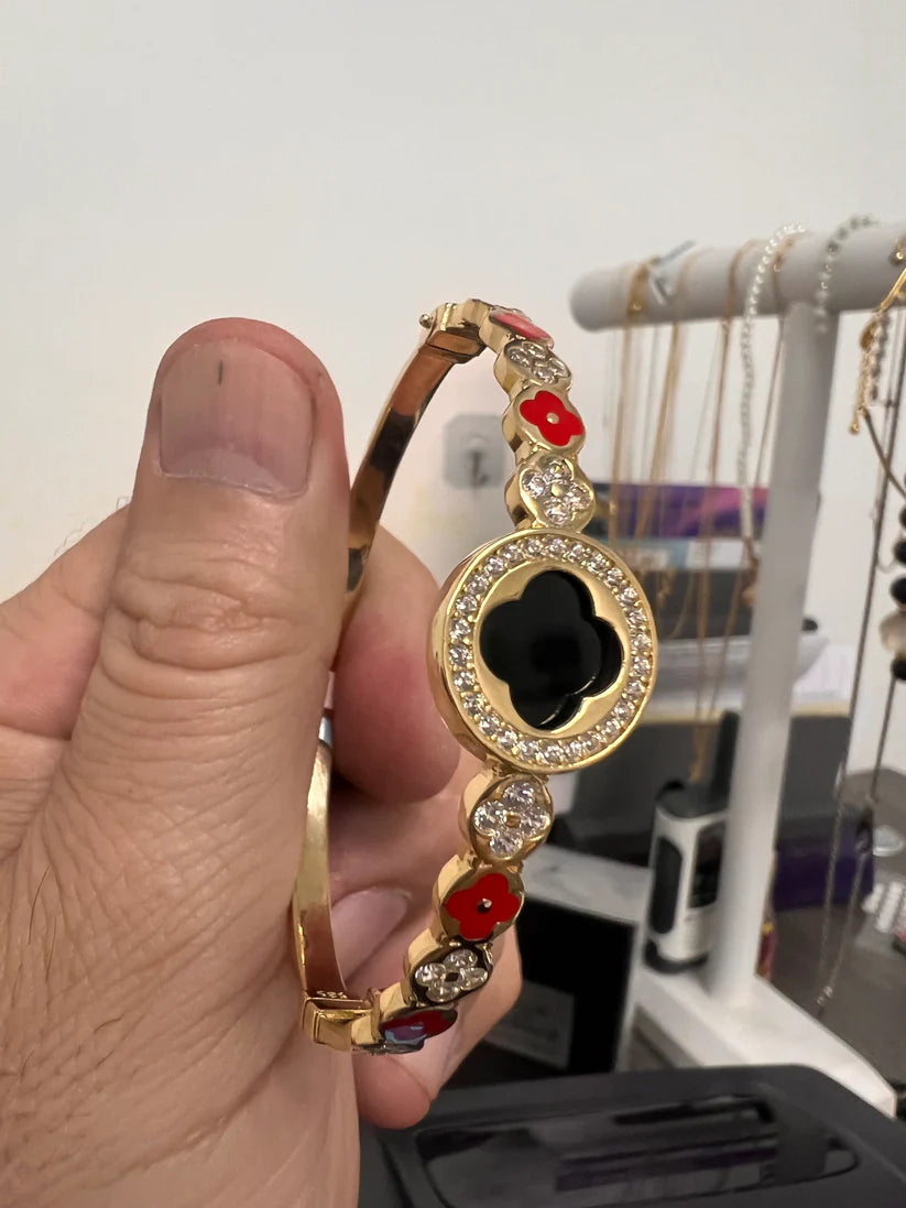 14K Gold Red and White Color bangle