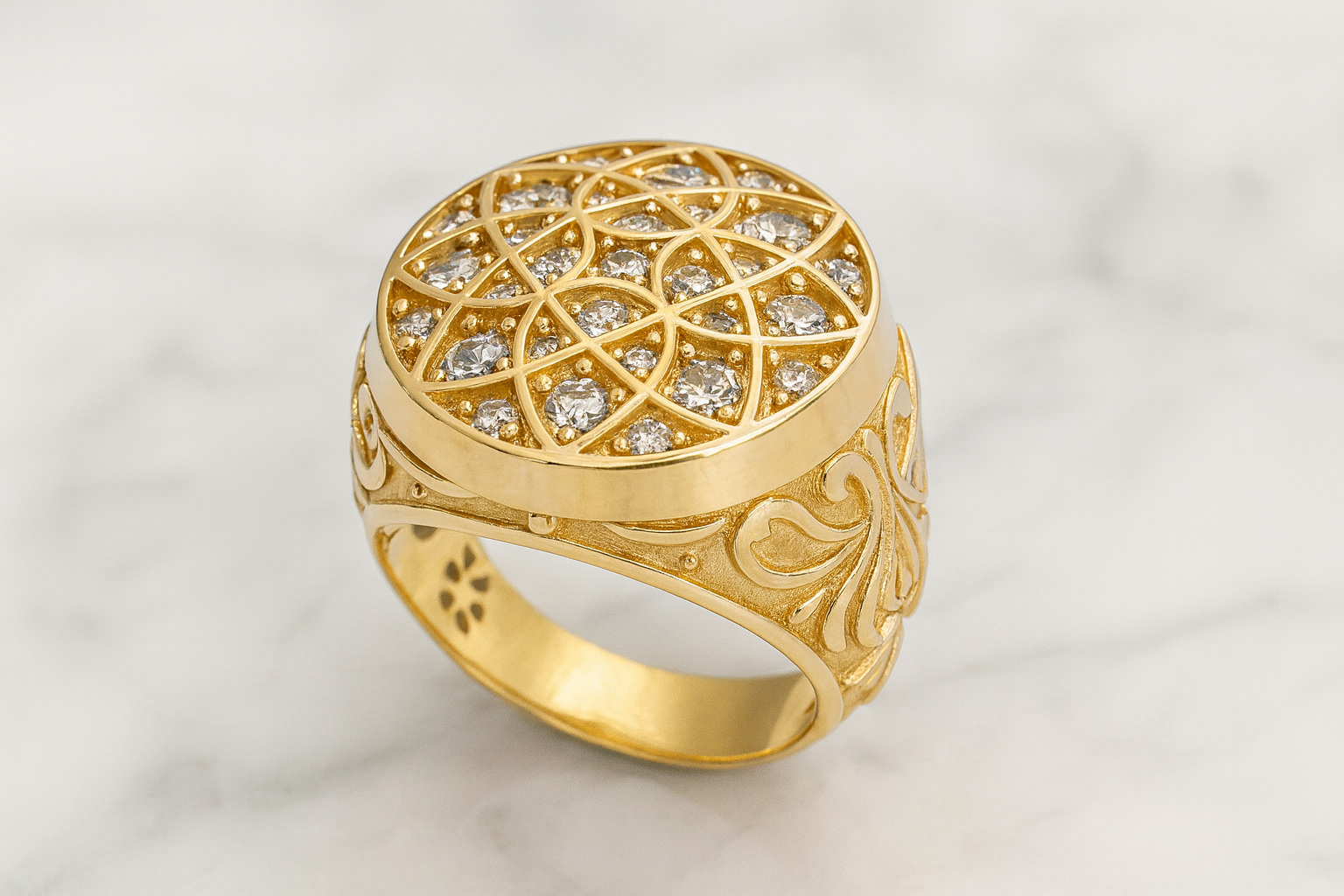 10K and 14K Yellow Gold Rosetta Ring (L)