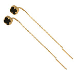 14K Gold Onyx Clover Dangling earrings