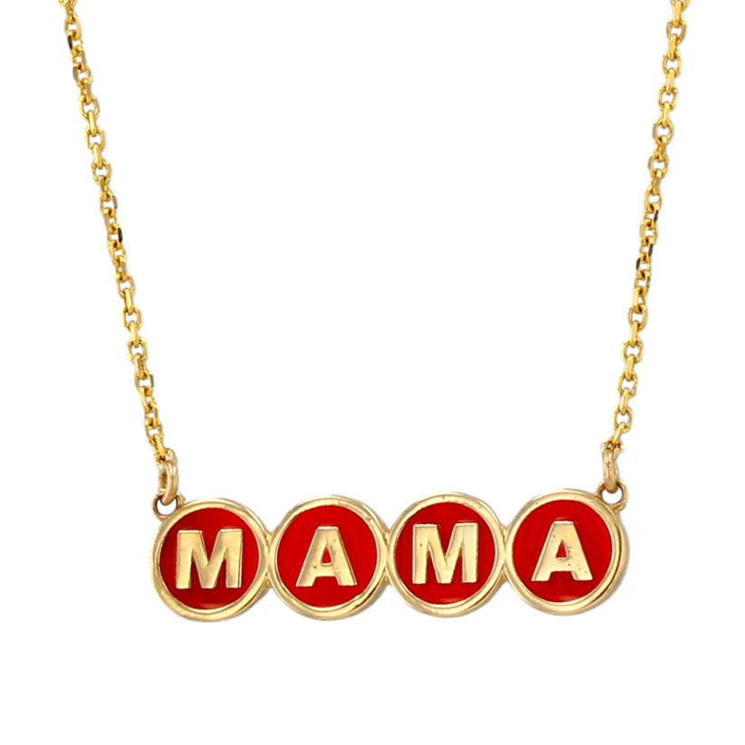 14K Gold Mama Red Enamel set
