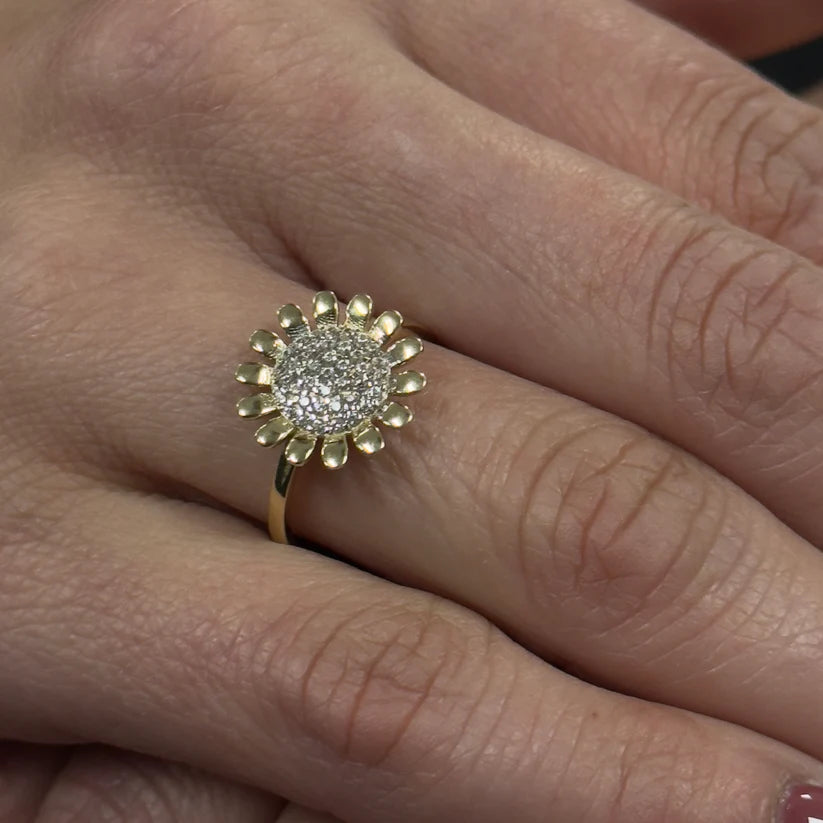 14K Gold Sun Flower Ring