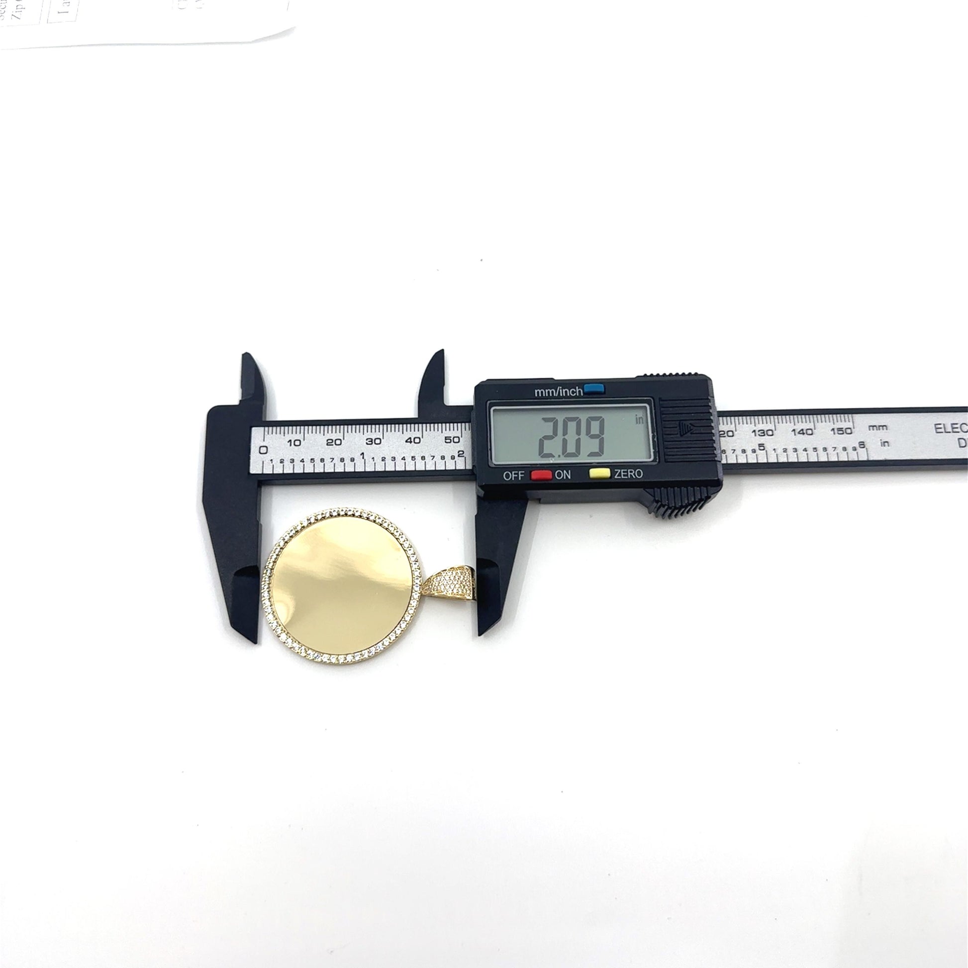 14K Gold Round Photo M Pendant