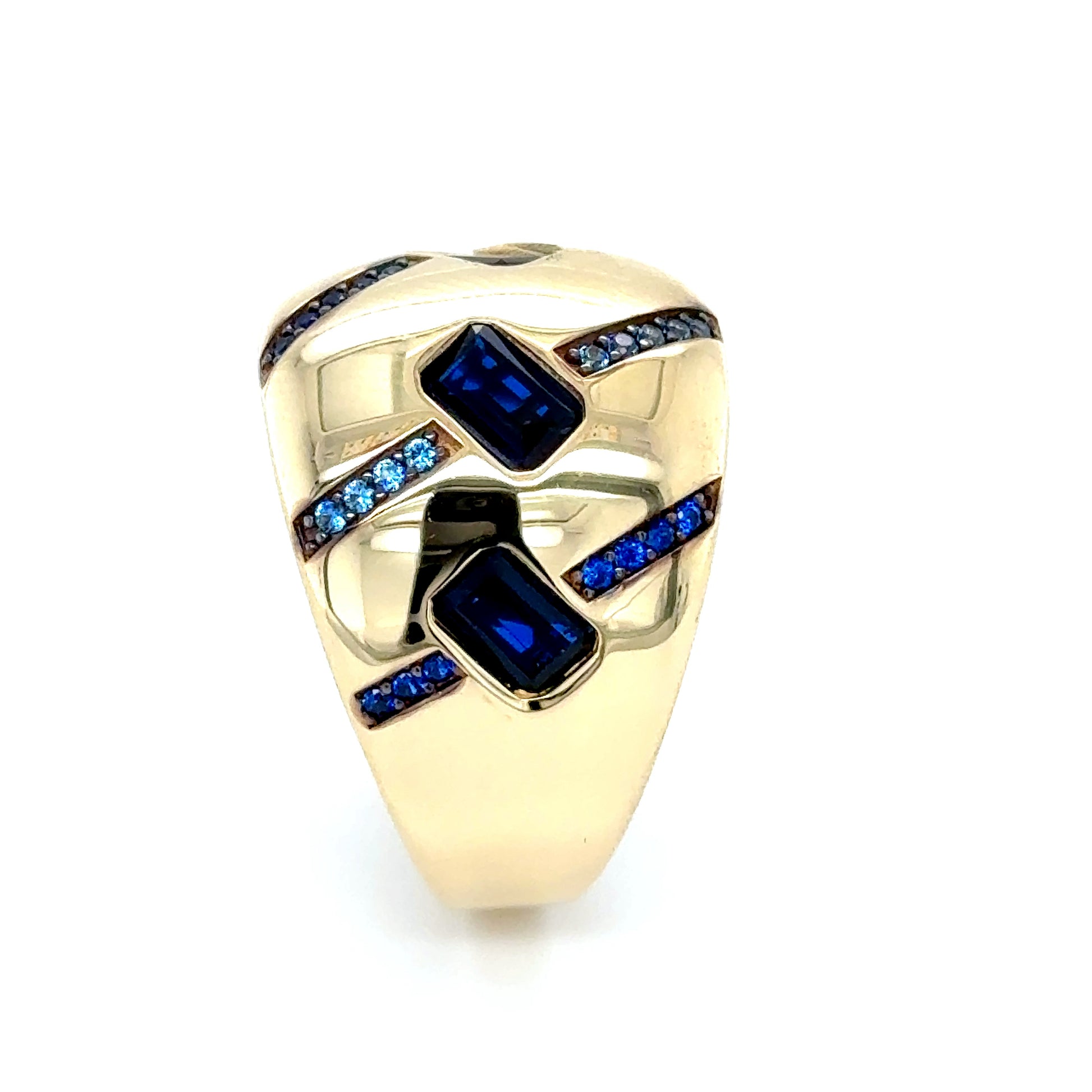 14K Yellow Gold Blue S Ring