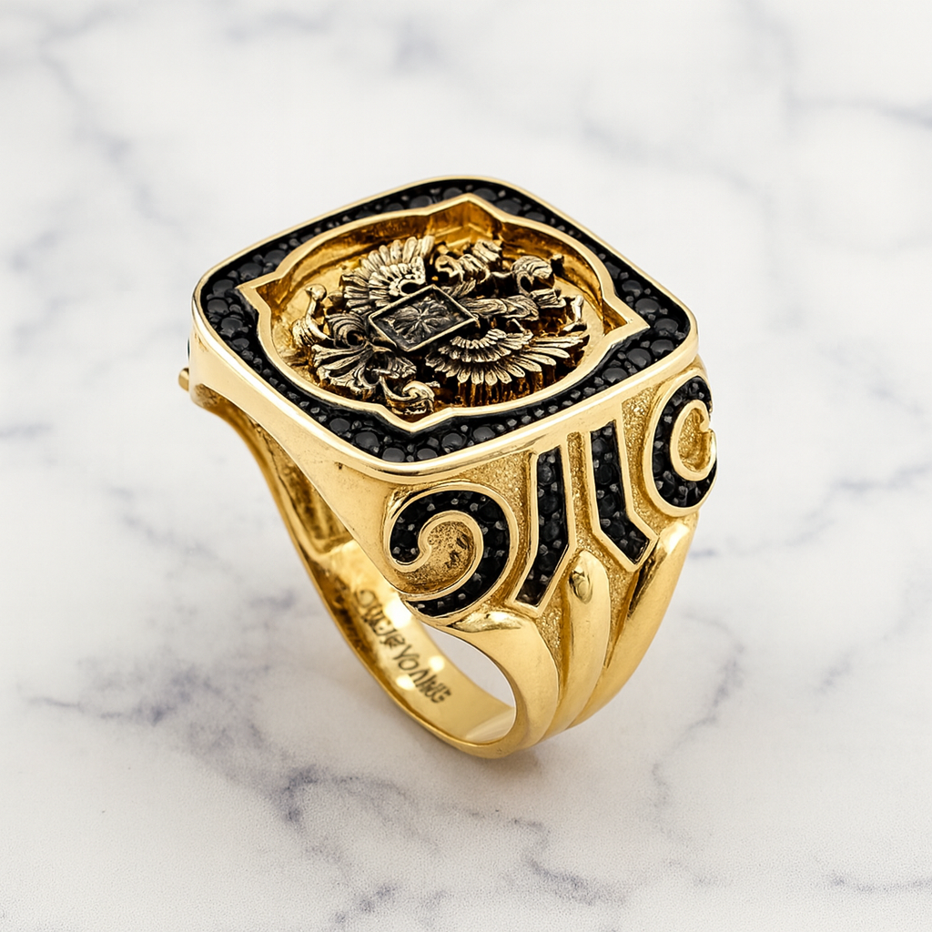 14K Solid Gold Double Eagle Ring