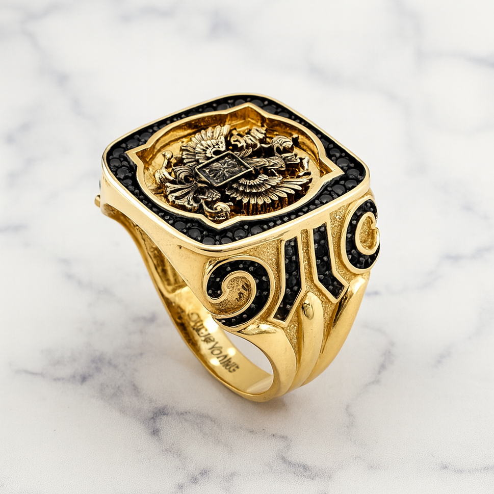 14K Solid Gold Double Eagle Ring