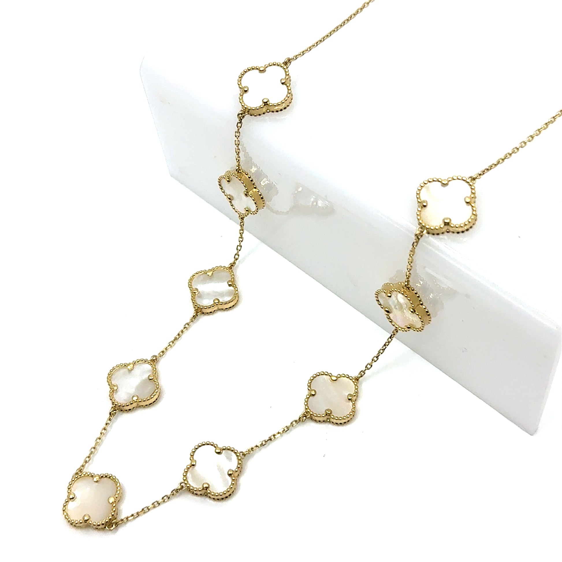 14K Solid Gold Clover Big Necklace