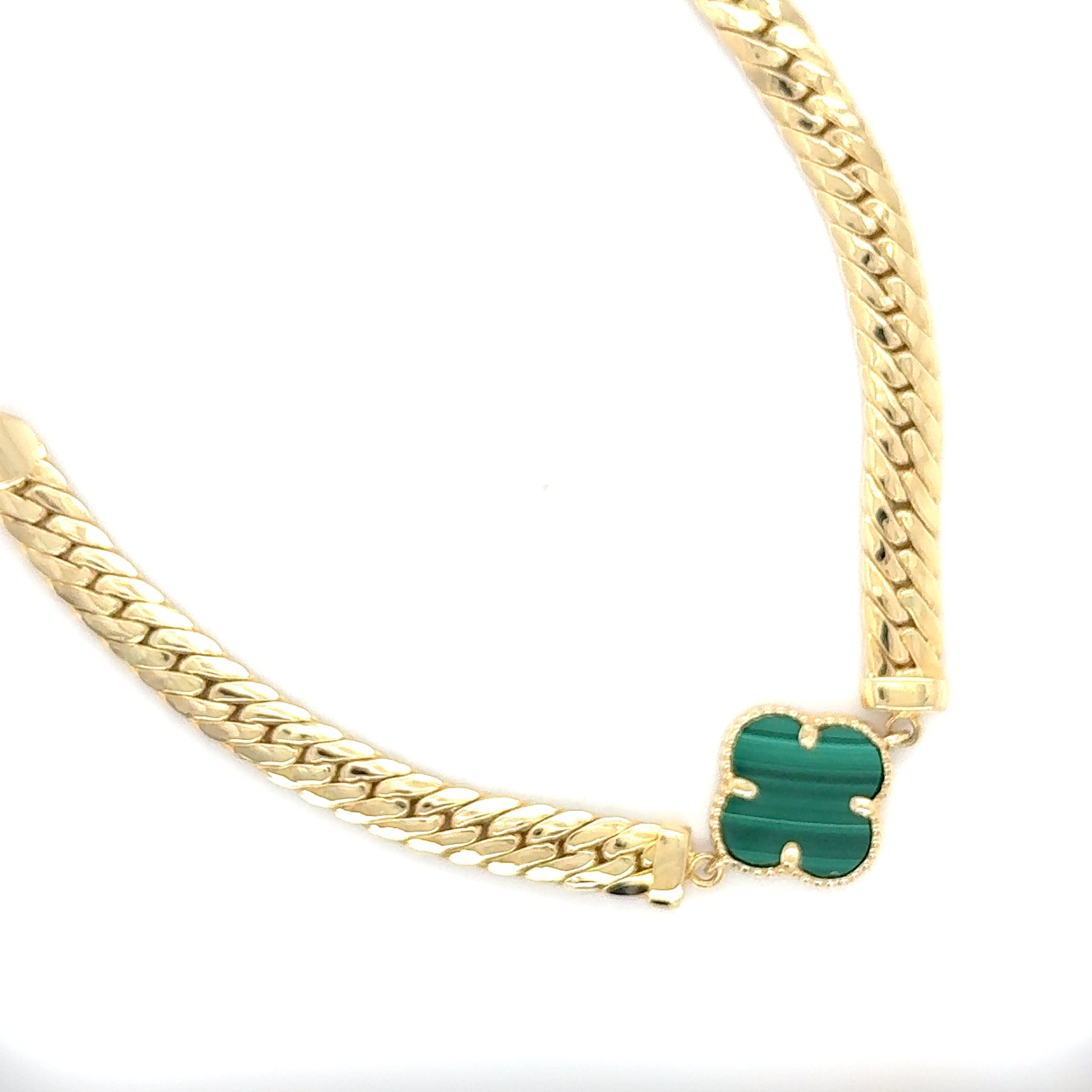 14K Gold Clover Tight Cuban Bracelet