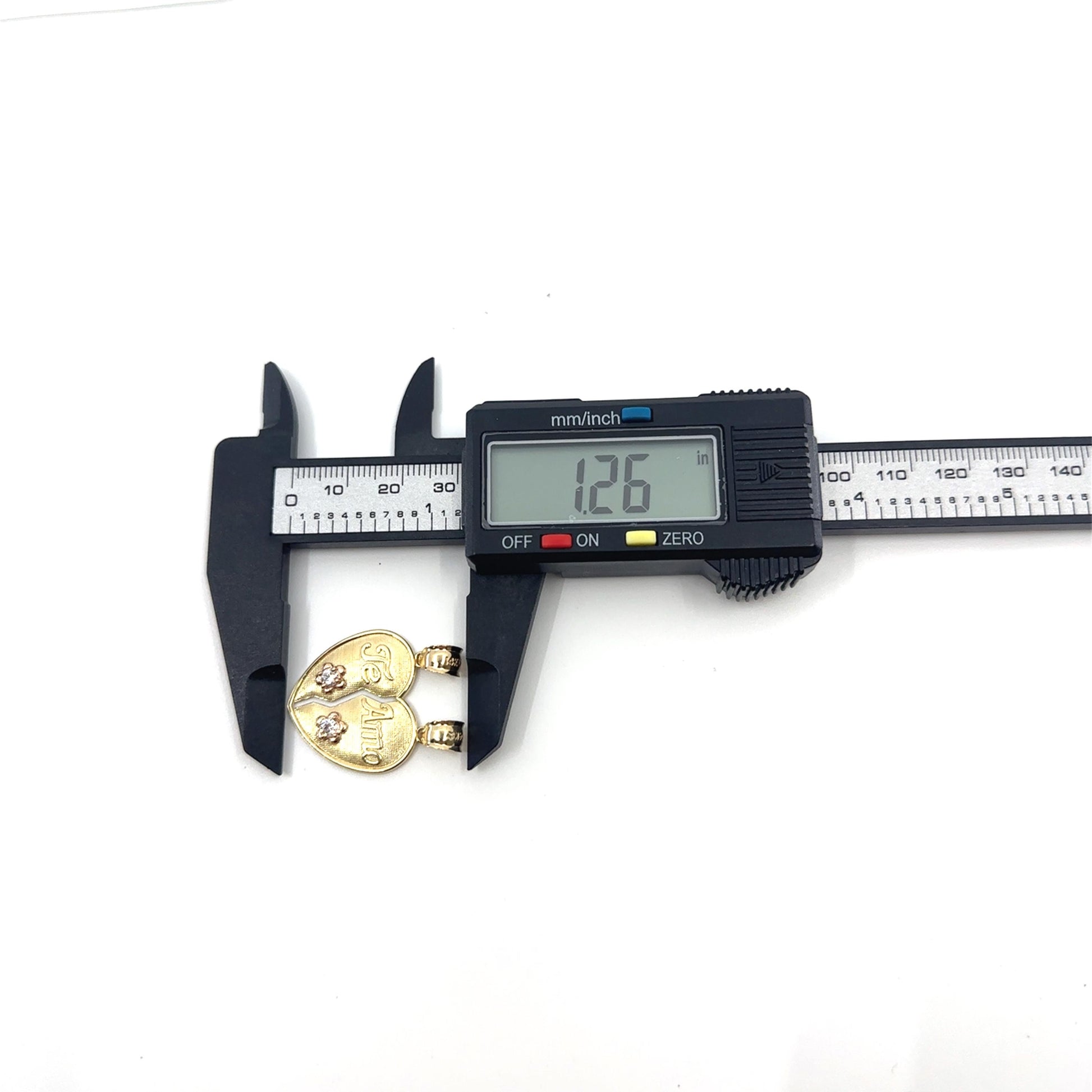 14K Gold Heart Te Amo Pendant