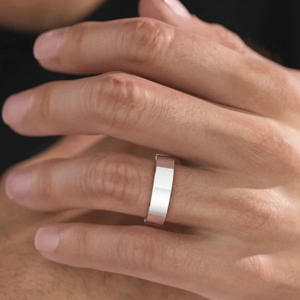 14k White and Yellow Gold Mens Wedding Diamond Band