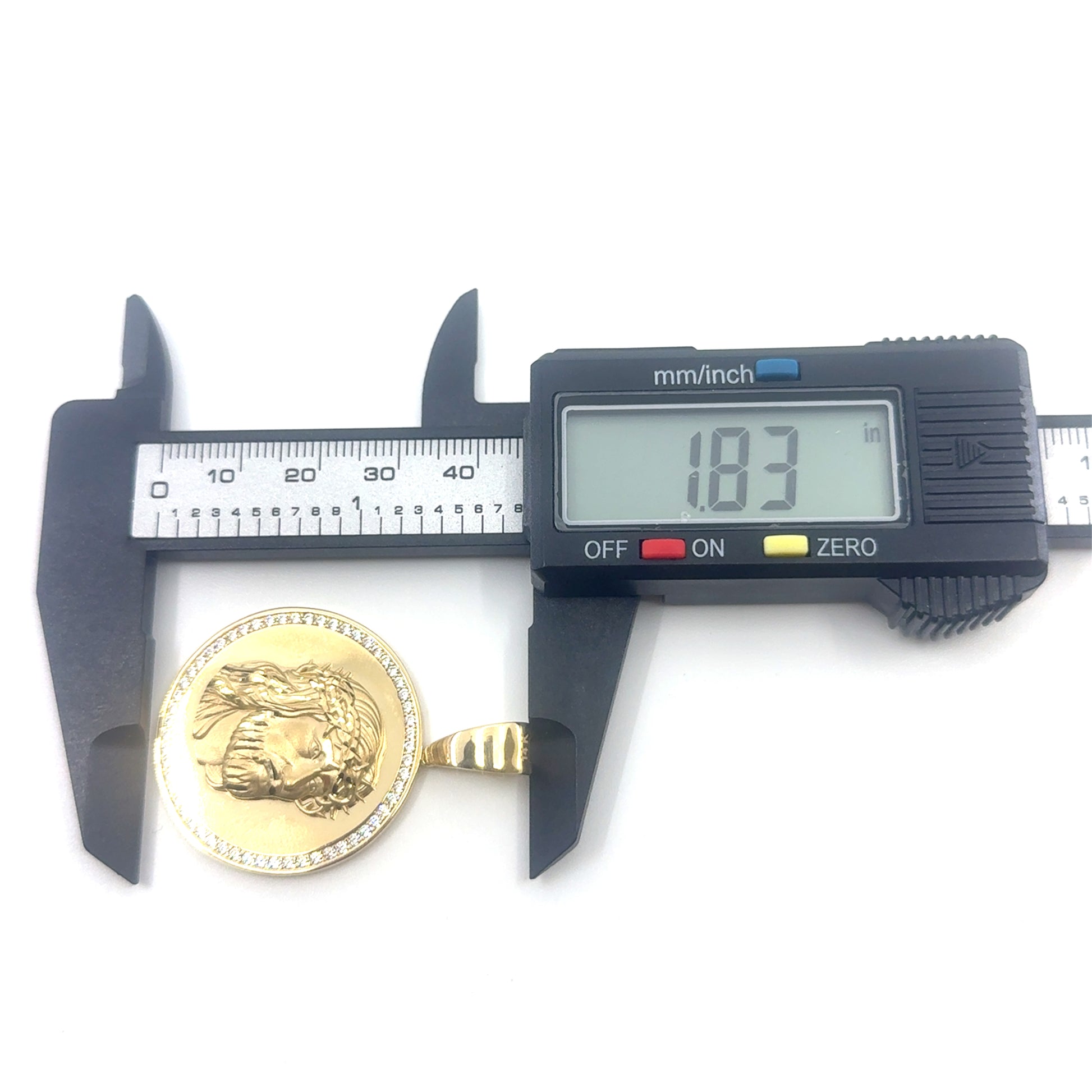 14K Gold Jesus Face Round Mirror Pendant