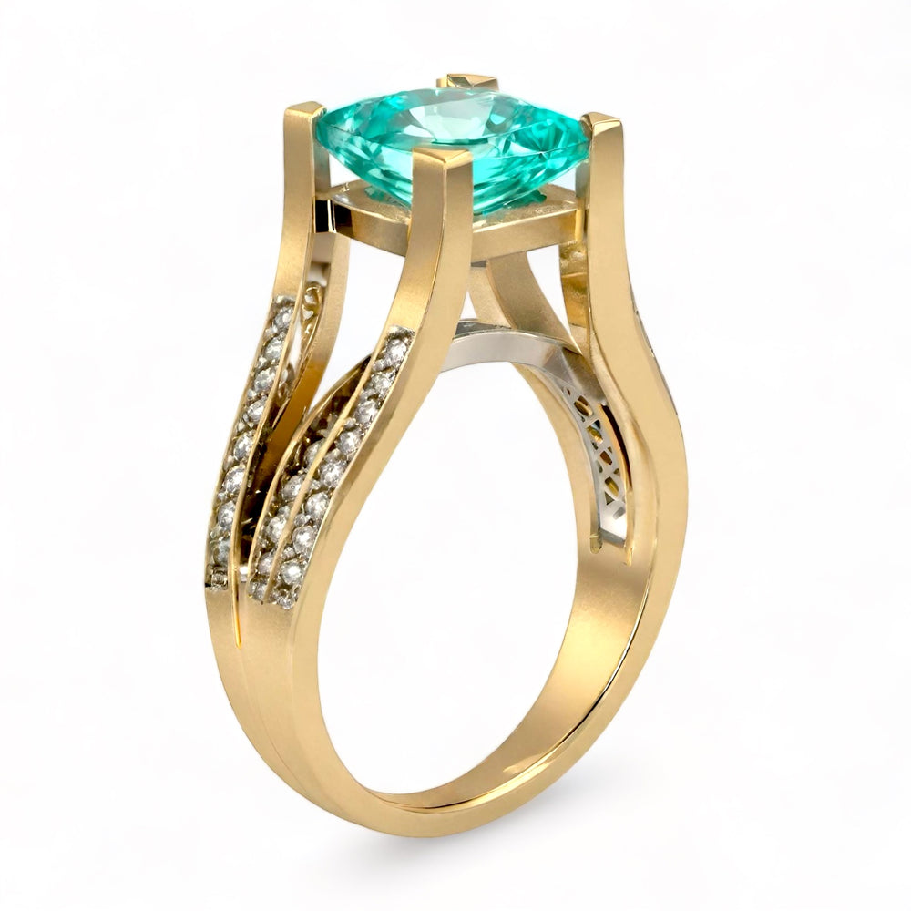 14K Yellow Gold Solid Emerald princess solitary ring